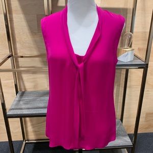 Rachel Zoe magenta tie-front silk blouse